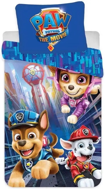 Billede af Paw Patrol The Movie Junior sengetøj 100x140 cm - Paw Patrol sengesæt junior - The Movie - 2 i 1 - 100% bomuld